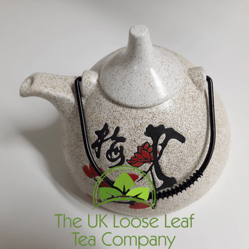 Red Blossom on a Speckled Cream ground ~ 4 Cup Teapot - Image 3